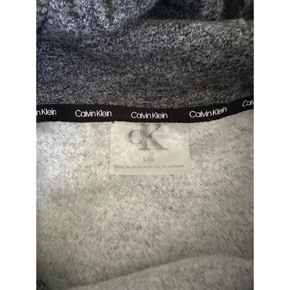 Calvin Klein Women’s Hoodie Large Heathered Gray Pullover Kangaroo Pocket - Picture 4 of 10